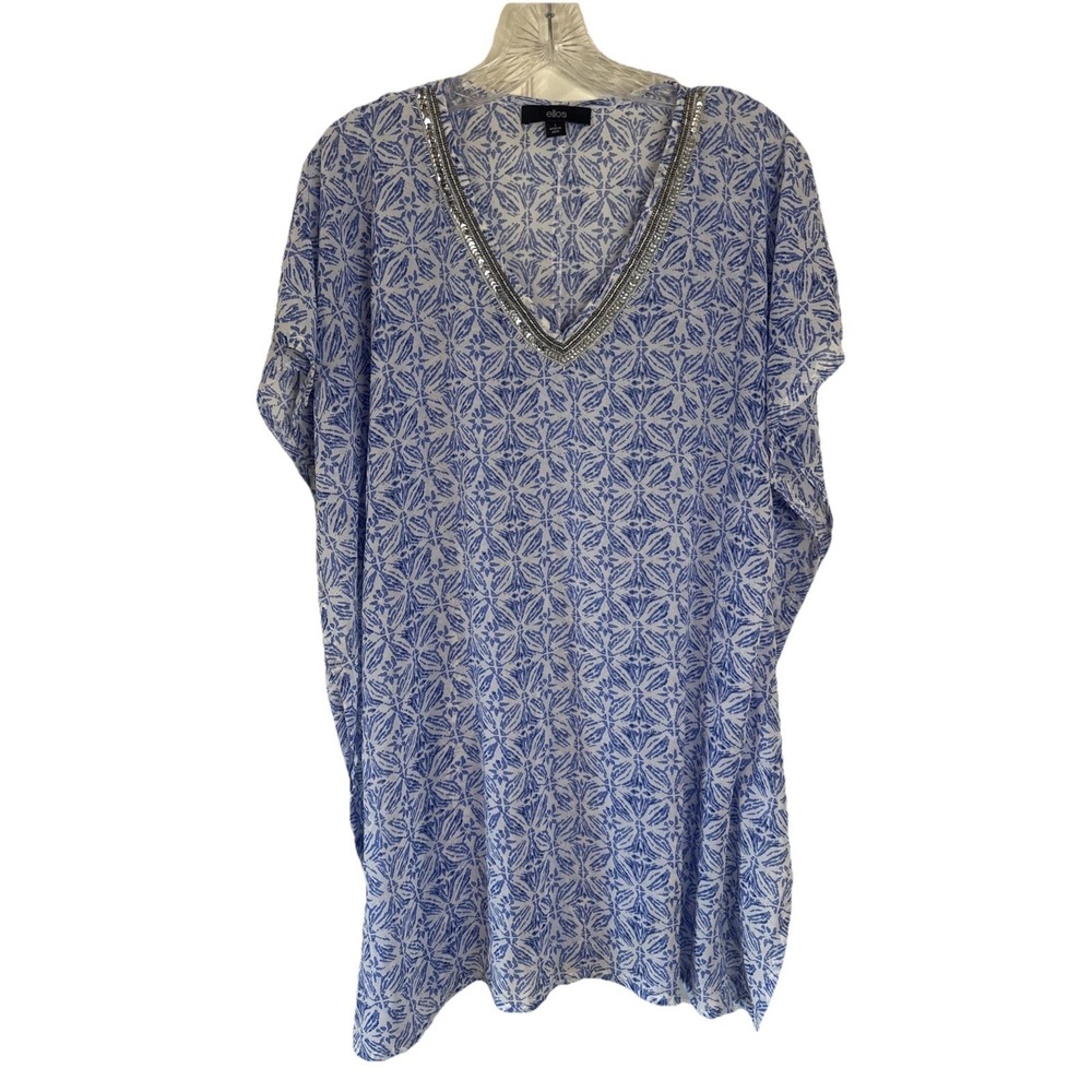 Ellos Beach/Swimsuit Cover-Up MuuMuu V-Neck Dolman Woman Small